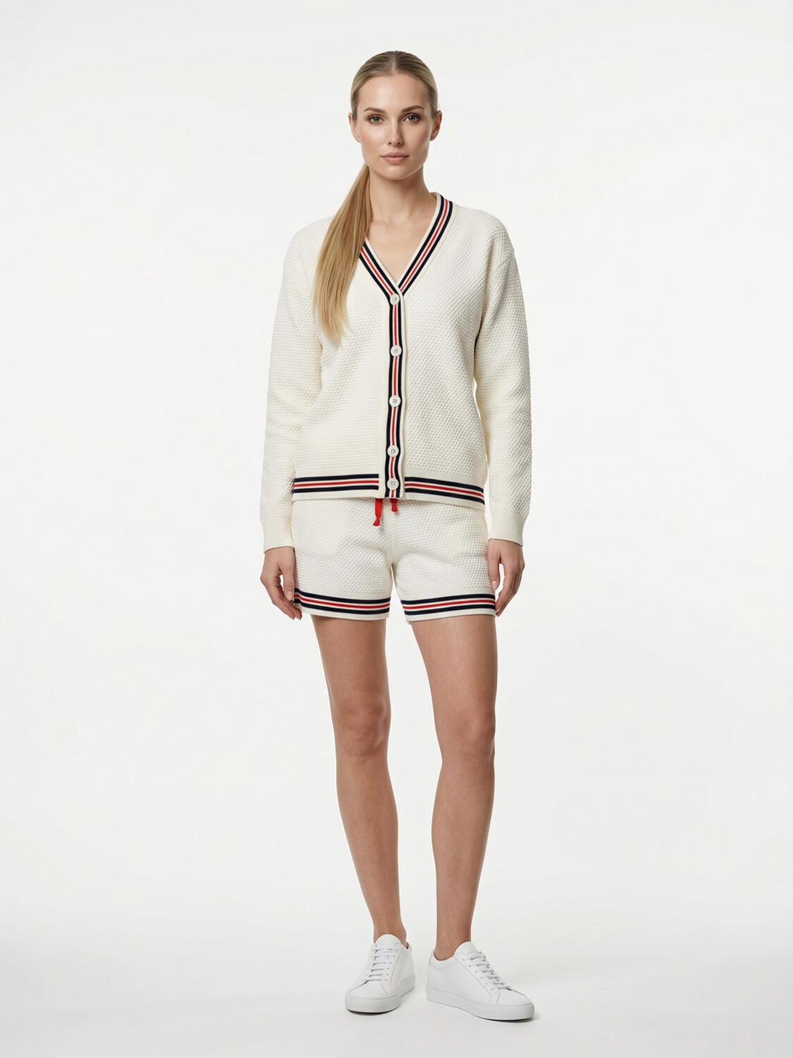 Beyaz Doğal Dökümlü Oversize Hırka - 2