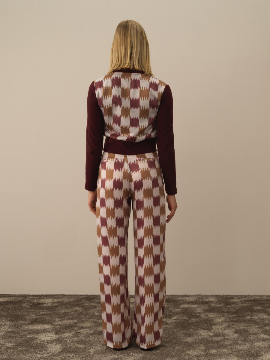 Bordo Pamuk Dokulu Regular Fit Hırka - 4