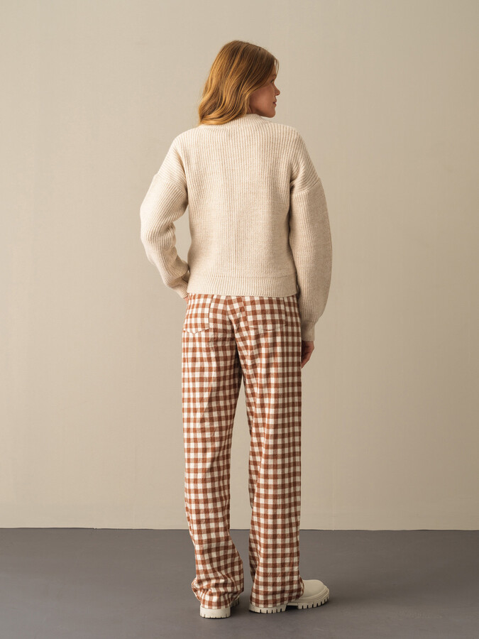 Bej Pamuk Dokulu Oversize Hırka - Xint