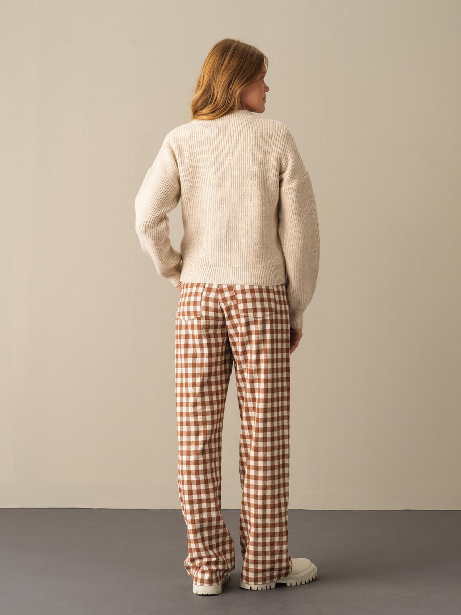 Bej Pamuk Dokulu Oversize Hırka - 5