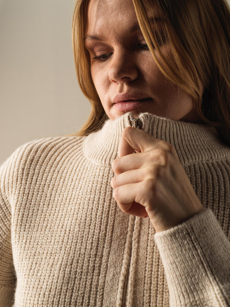 Bej Pamuk Dokulu Oversize Hırka - 3