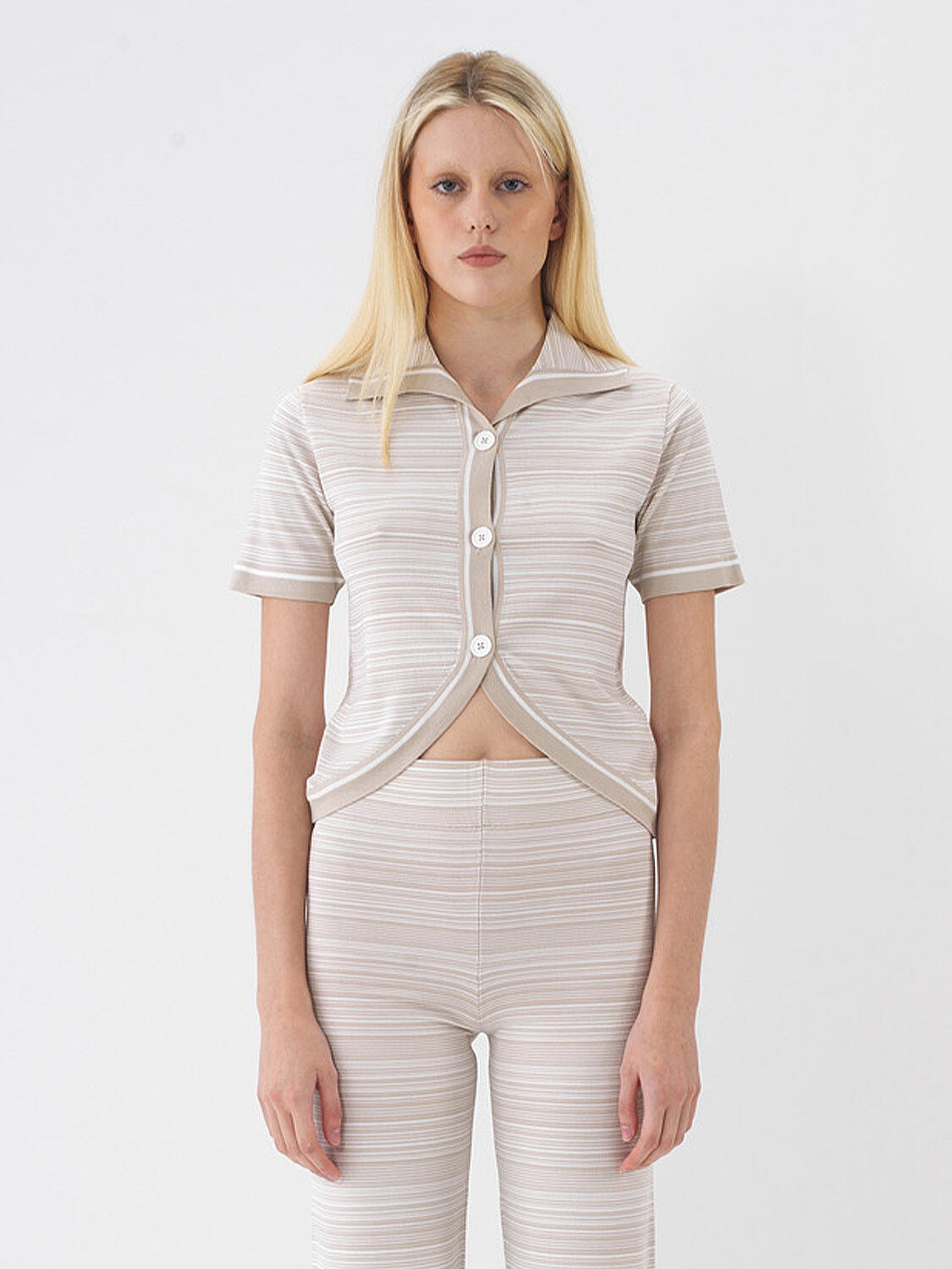 Ekru Doğal Dökümlü Regular Fit Hırka - 1