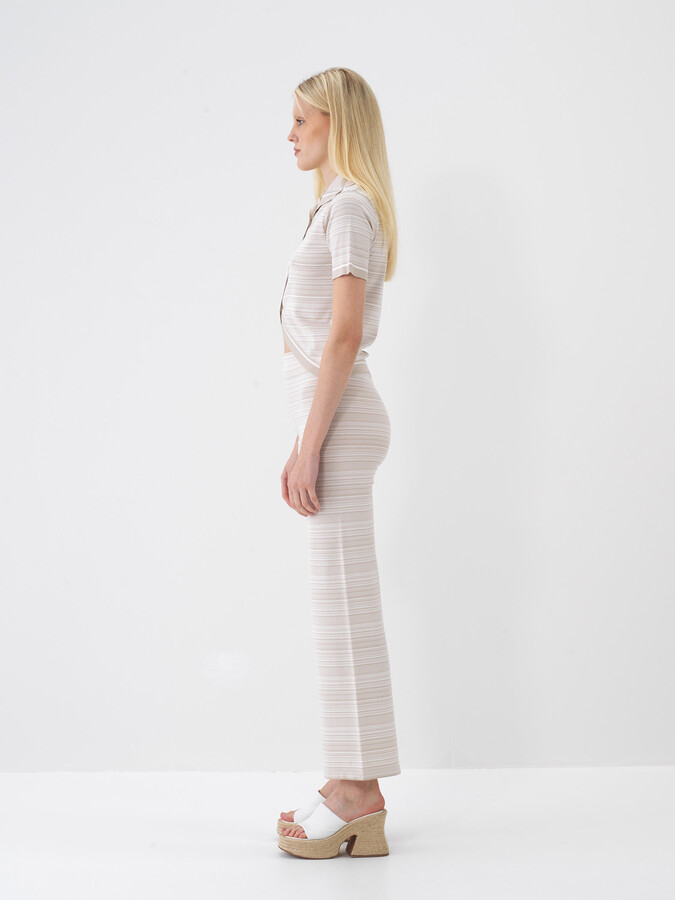 Ekru Doğal Dökümlü Regular Fit Hırka - 4