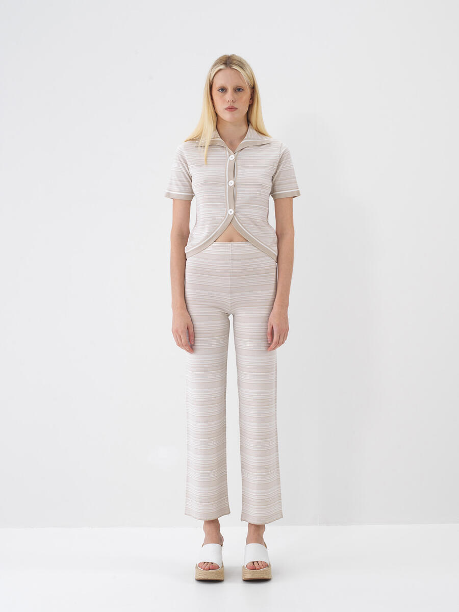 Ekru Doğal Dökümlü Regular Fit Hırka - 2