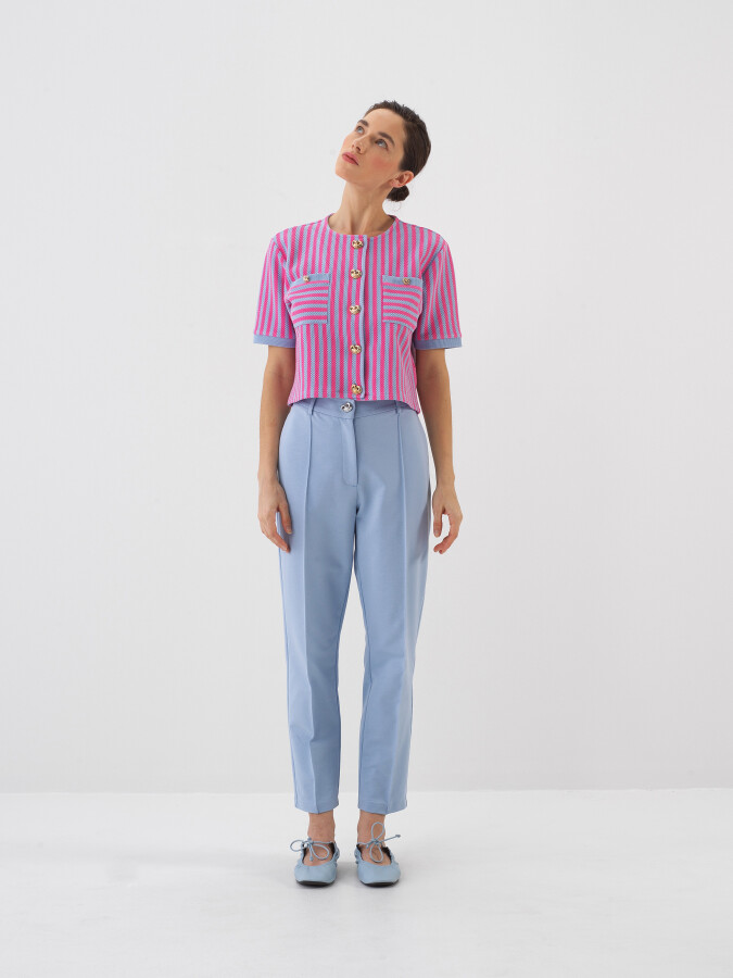 Mavi Pamuk Dokulu Regular Fit Hırka (1)