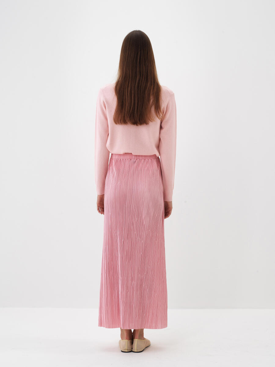 Pembe Doğal Yün Dokulu Regular Fit Hırka - 5