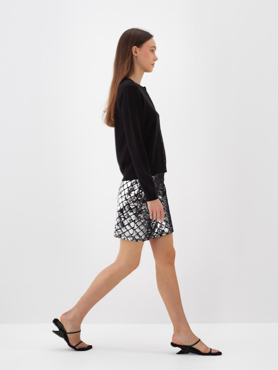 Siyah Doğal Yün Dokulu Regular Fit Hırka - 3