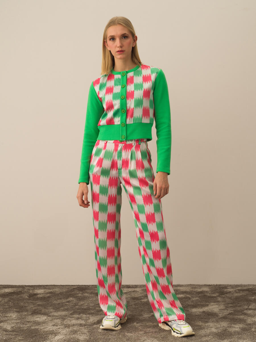 Yeşil Pamuk Dokulu Regular Fit Hırka - 2