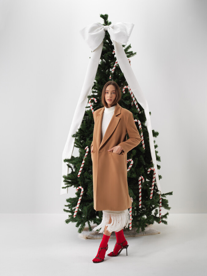 Camel Esnek Dokulu Oversize Kaban - Xint