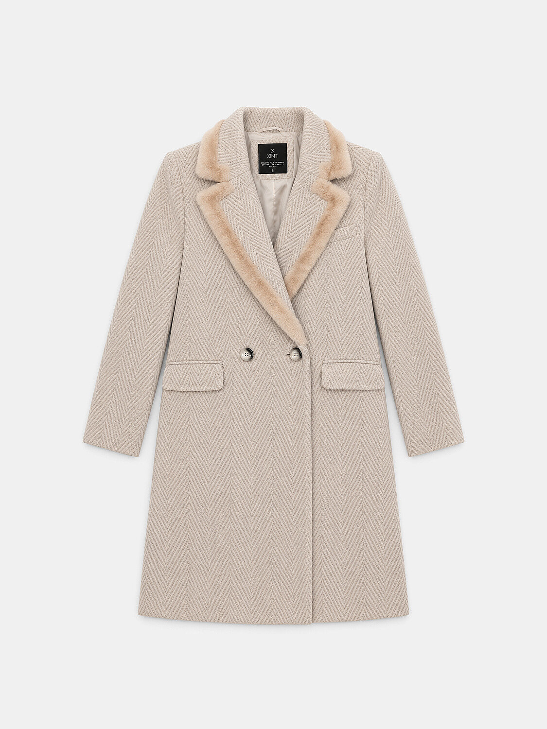 Ekru Oversize Yünlü Kaban
