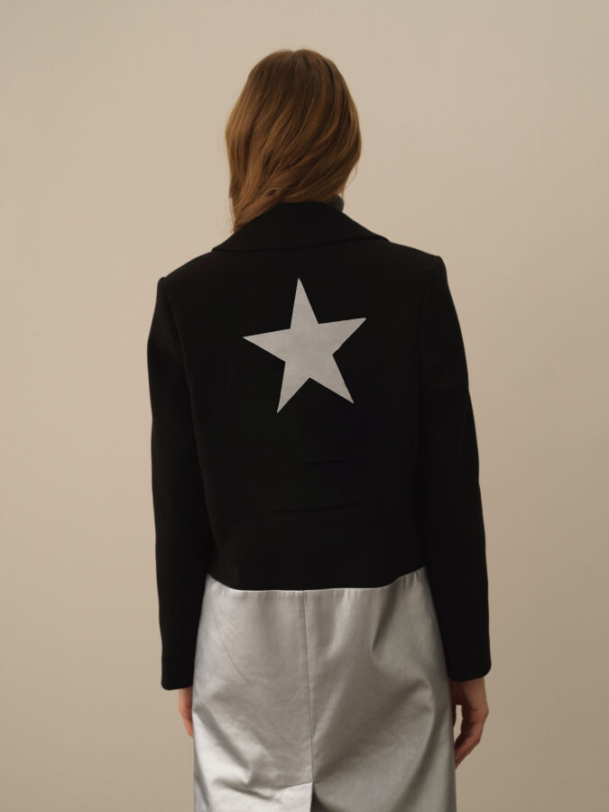 Siyah Esnek Dokulu Oversize Kaban - Xint