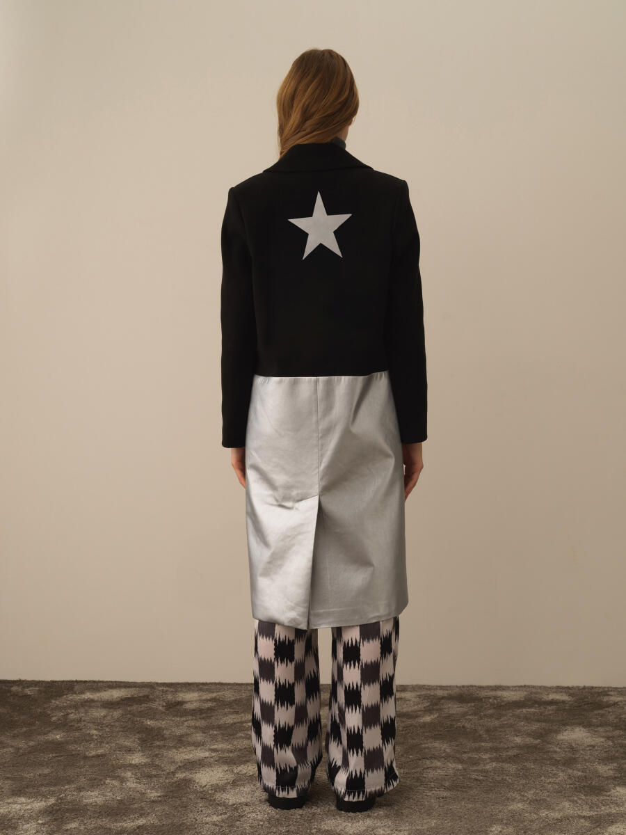 Siyah Esnek Dokulu Oversize Kaban - 2