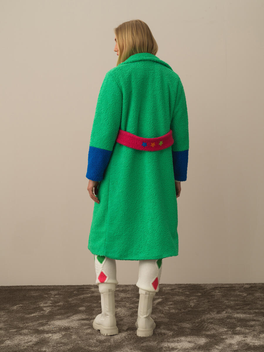 Yeşil Formunu Koruyan Oversize Kaban - 4