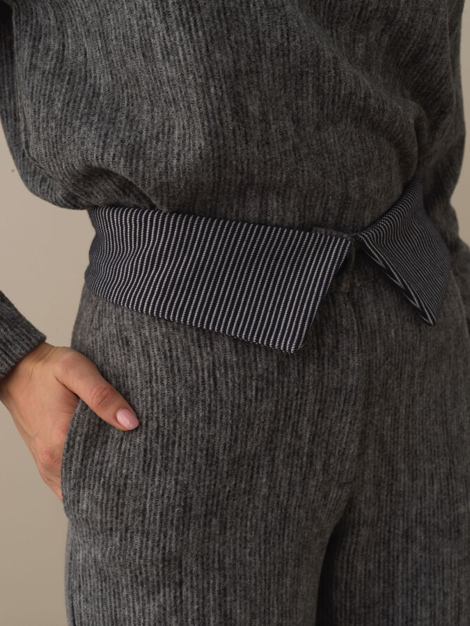 Koyu Gri Pamuk Dokulu Oversize Kargo Pantolon - Xint