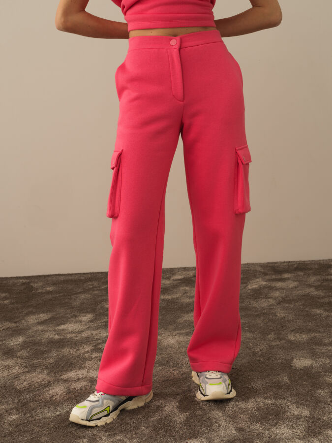 Pembe Pamuk Dokulu Oversize Kargo Pantolon - Xint