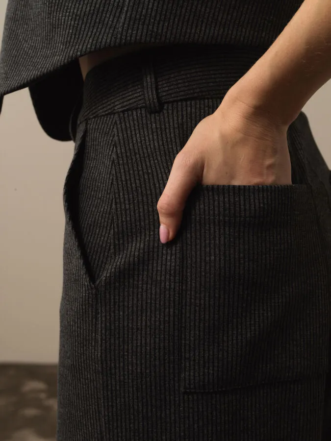 Siyah Pamuk Dokulu Regular Fit Kargo Pantolon - Xint