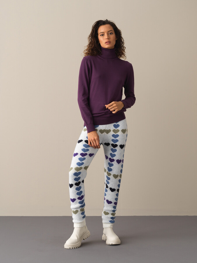 Mor Slim Fit Balıkçı Yaka Pamuk Kazak - 2