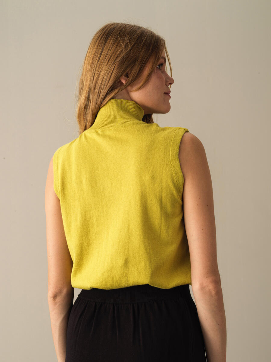 Sarı Pamuk Dokulu Regular Fit Basic - 4