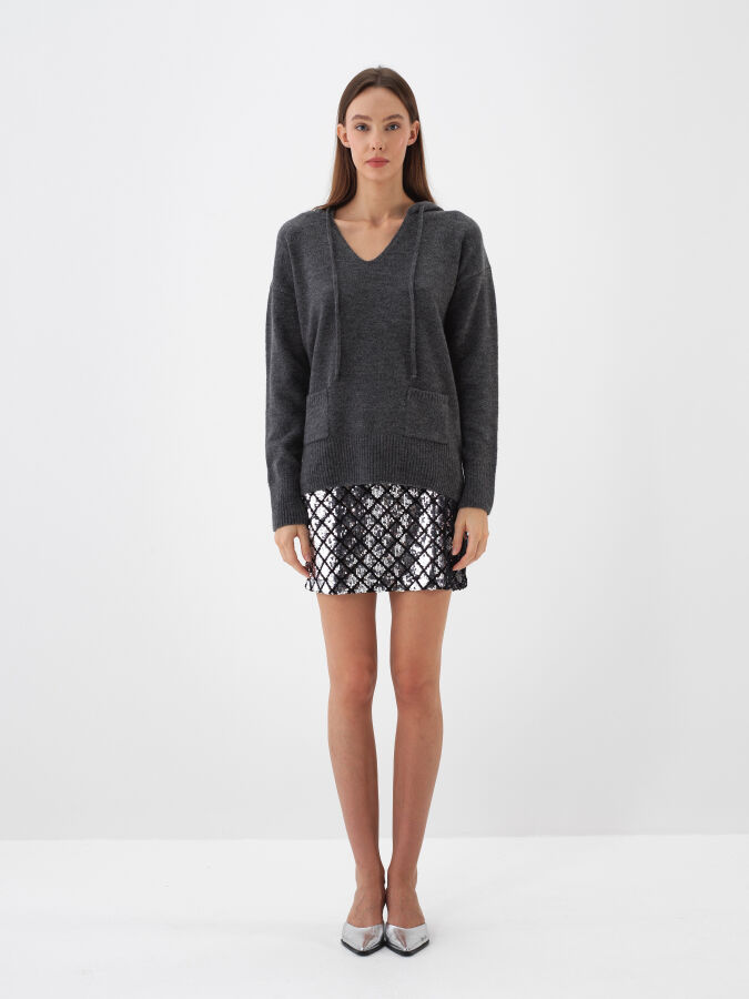 Antrasit Yumuşak Dokulu Regular Fit Kazak - Xint