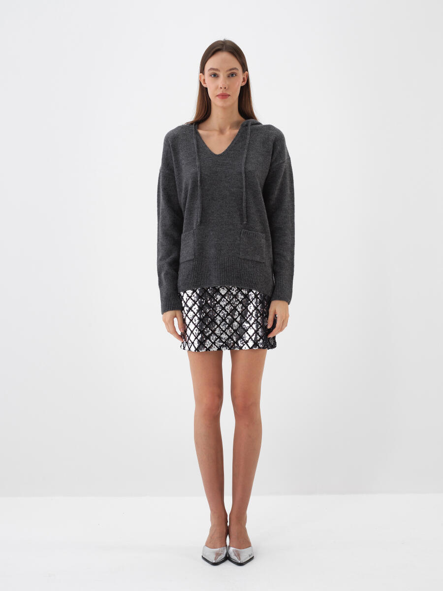 Antrasit Yumuşak Dokulu Regular Fit Kazak - 2