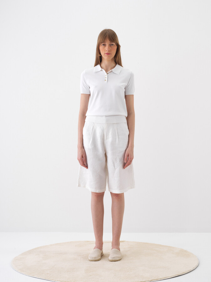 Beyaz Doğal Dökümlü Regular Fit Kazak