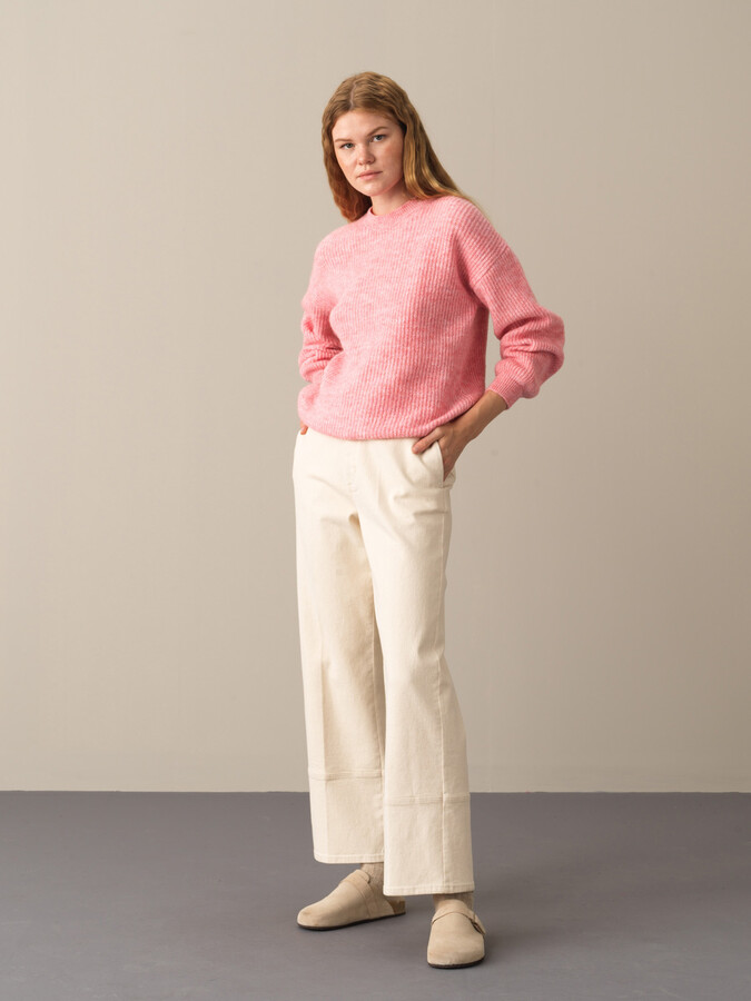 Pembe Oversize Bisiklet Yaka Kazak - 2