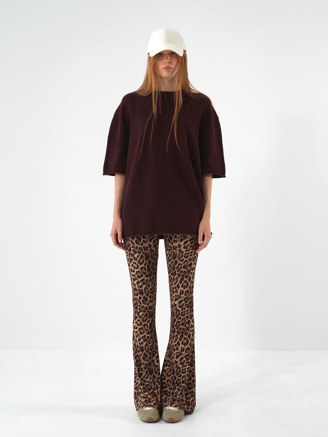 Bordo Yumuşak Dokulu Oversize Kazak - Xint