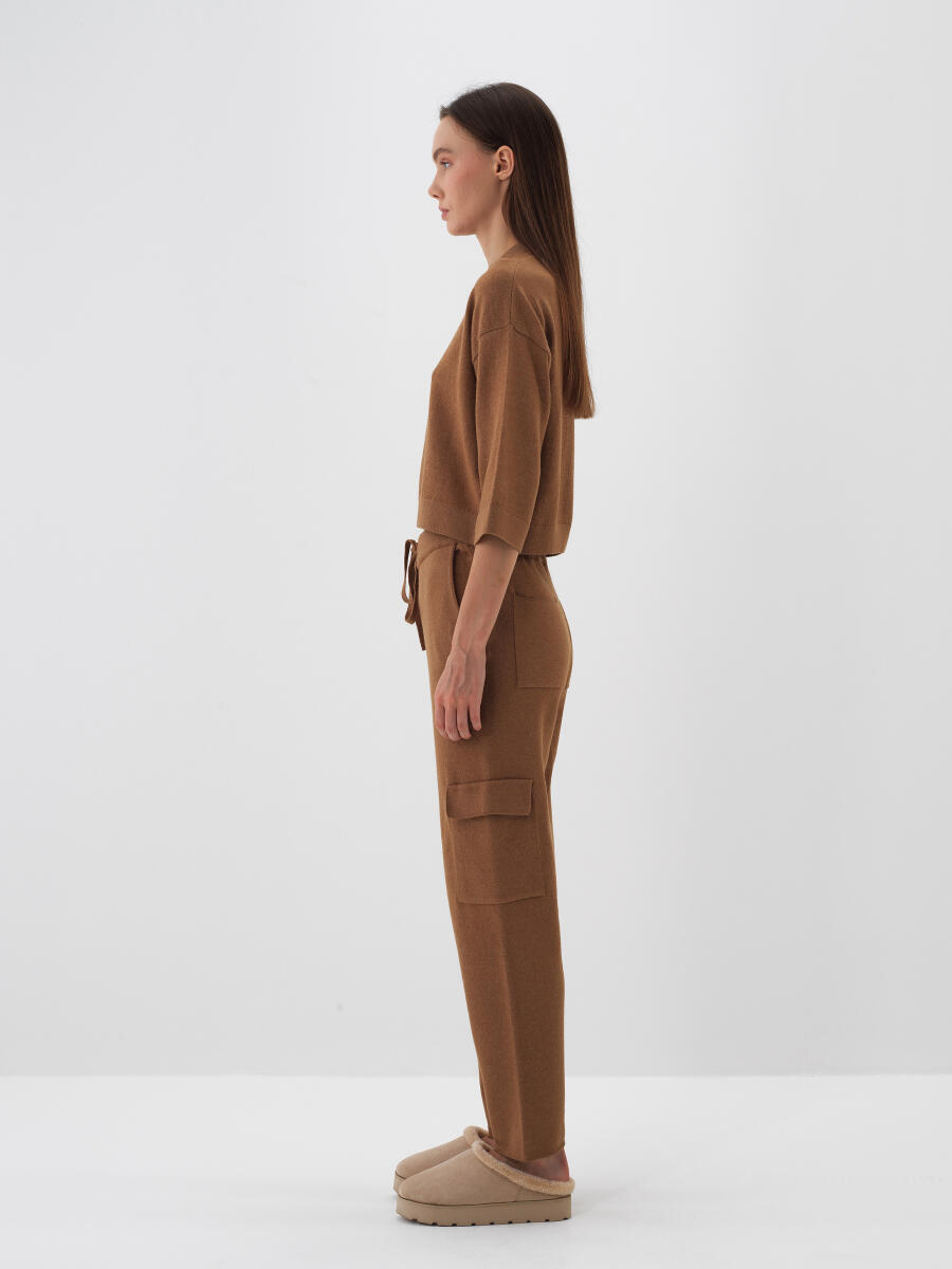 Camel Doğal Yün Dokulu Oversize Kazak - 3