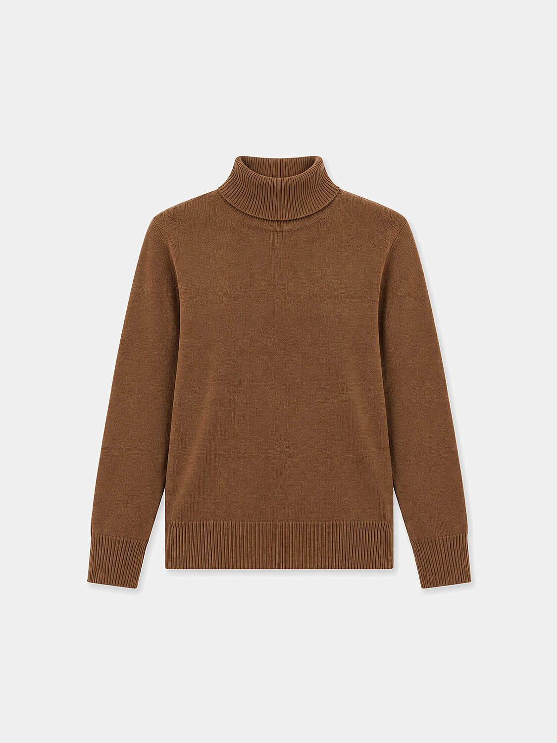 Camel Oversize Balıkçı Yaka Yünlü Kazak - 1