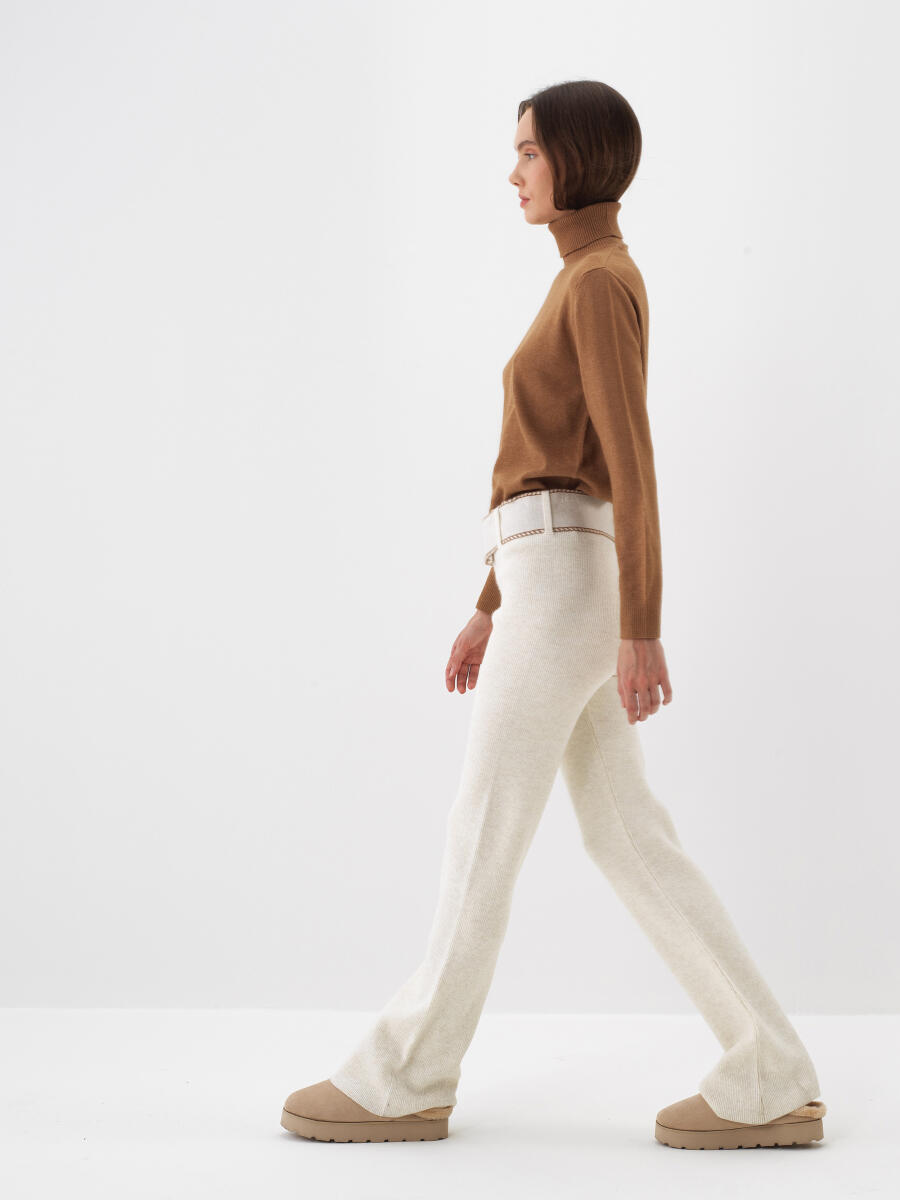 Camel Doğal Yün Dokulu Oversize Kazak - 3