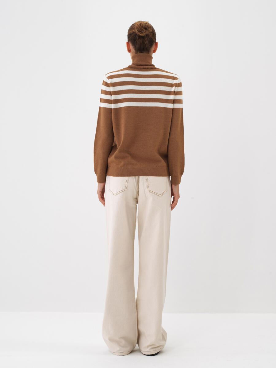 Camel Doğal Yün Dokulu Regular Fit Kazak - 5