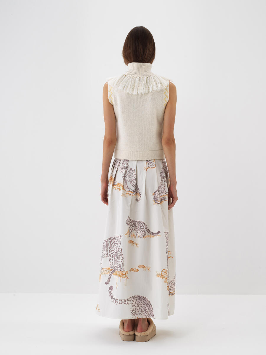 Ekru Doğal Yün Dokulu Regular Fit Kazak - 4