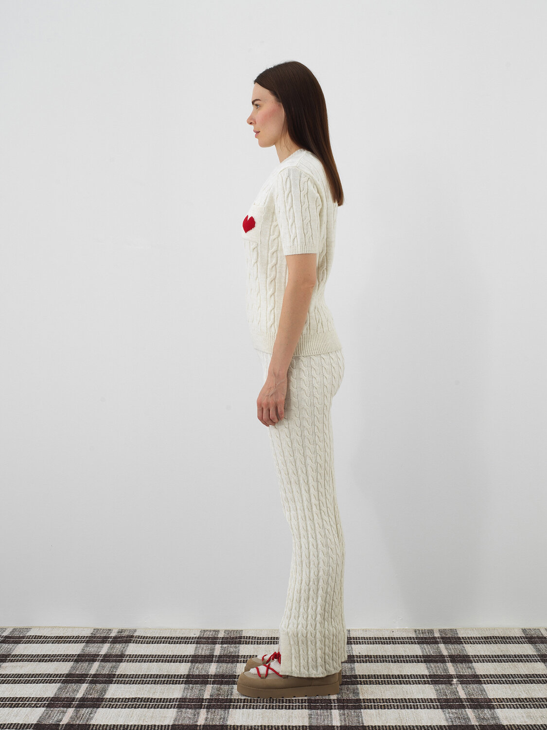 Ekru Doğal Yün Dokulu Regular Fit Kazak - Xint