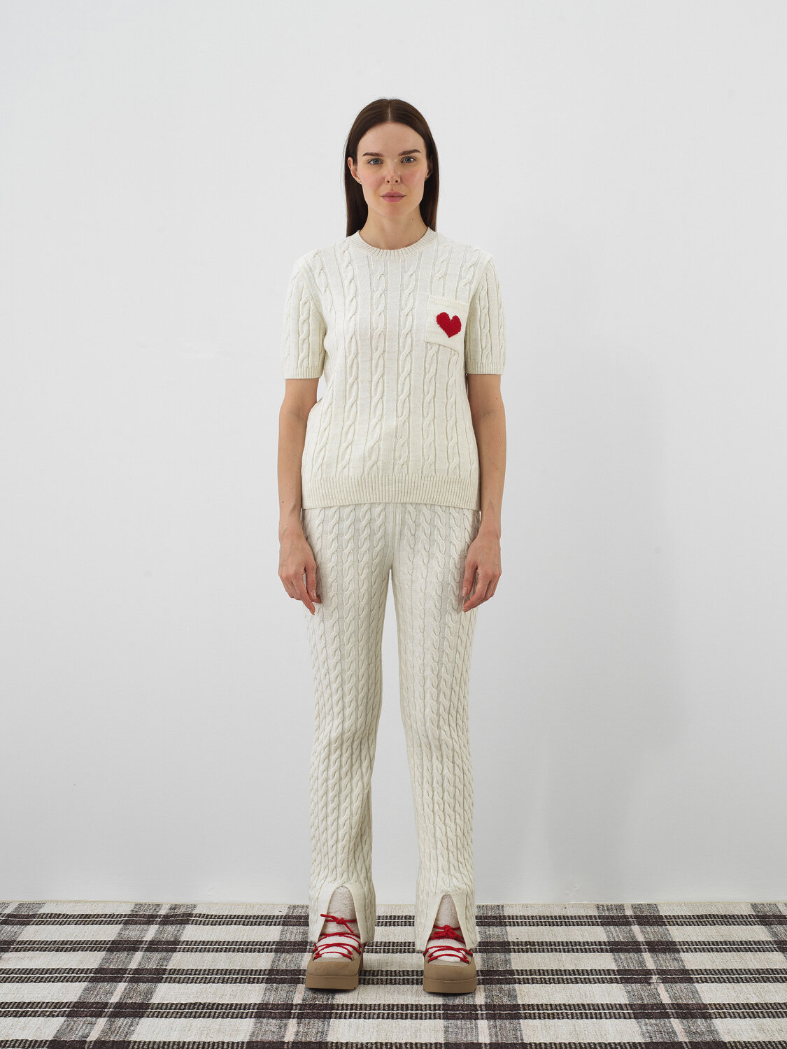 Ekru Doğal Yün Dokulu Regular Fit Kazak - Xint