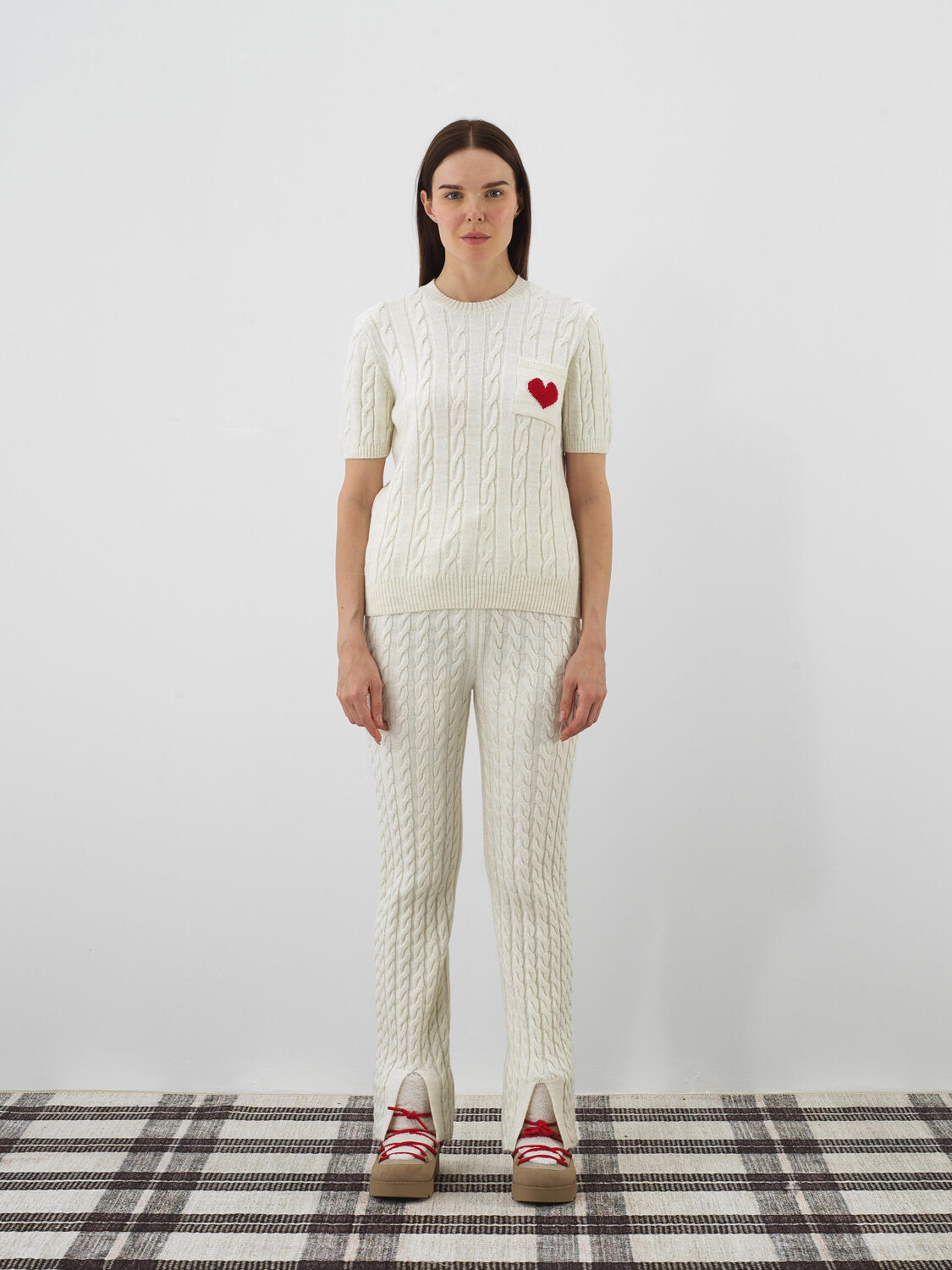 Ekru Doğal Yün Dokulu Regular Fit Kazak