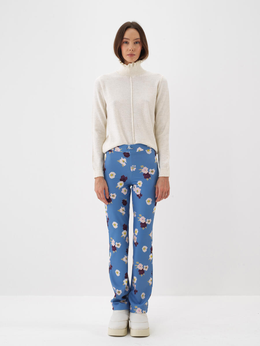 Ekru Doğal Yün Dokulu Slim Fit Kazak - 2