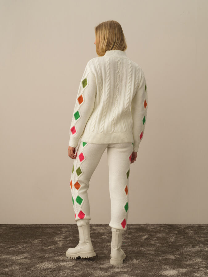 Kırık Beyaz Lüks Pamuk Dokulu Oversize Kazak - Xint