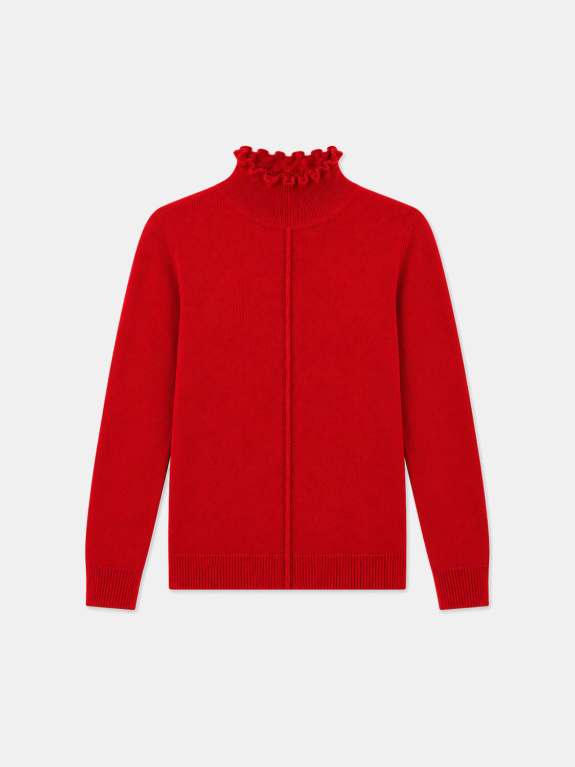 Kırmızı Slim Fit Balıkçı Yaka Yünlü Kazak