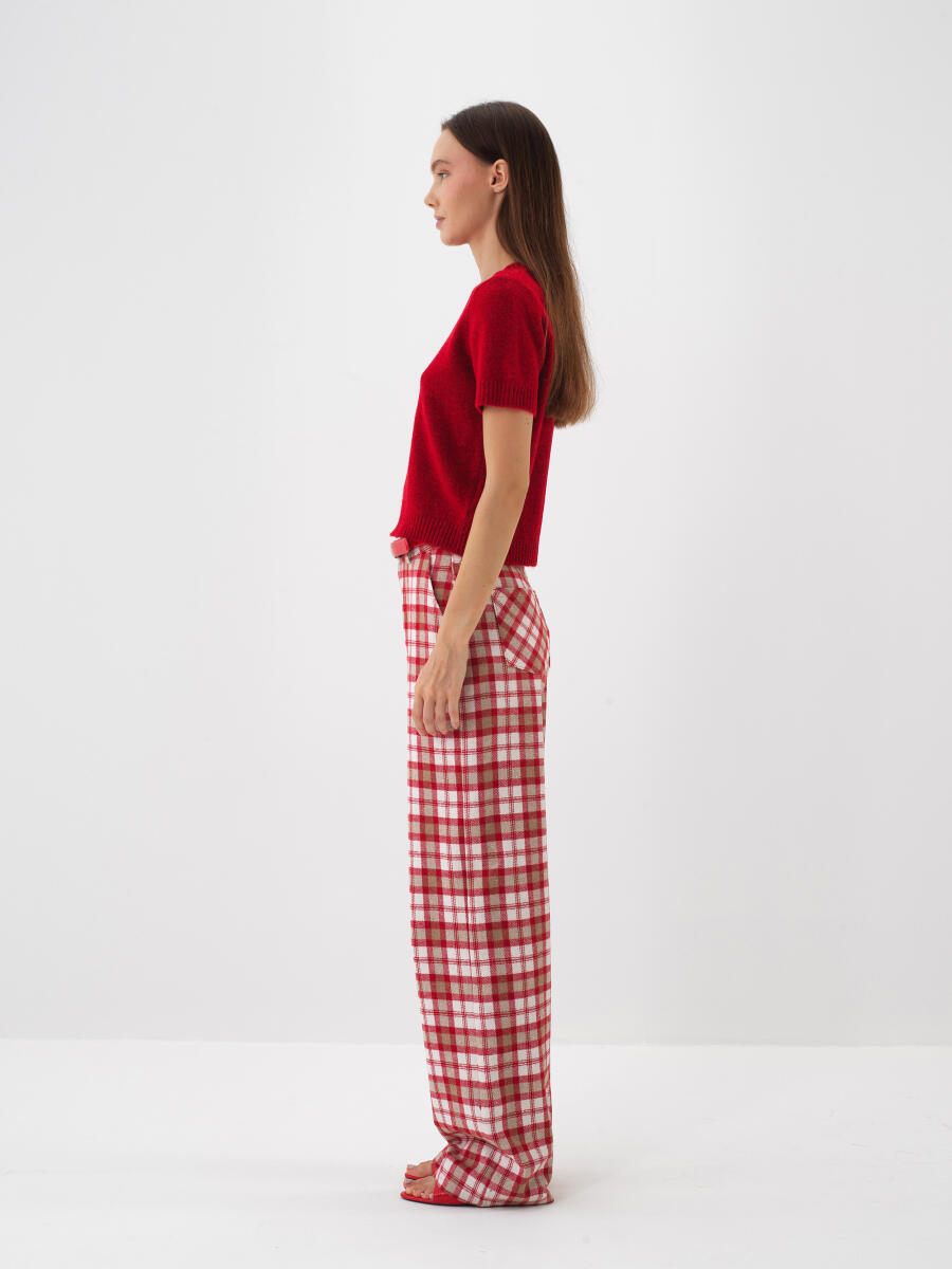 Kırmızı Yumuşak Dokulu Regular Fit Kazak - 4