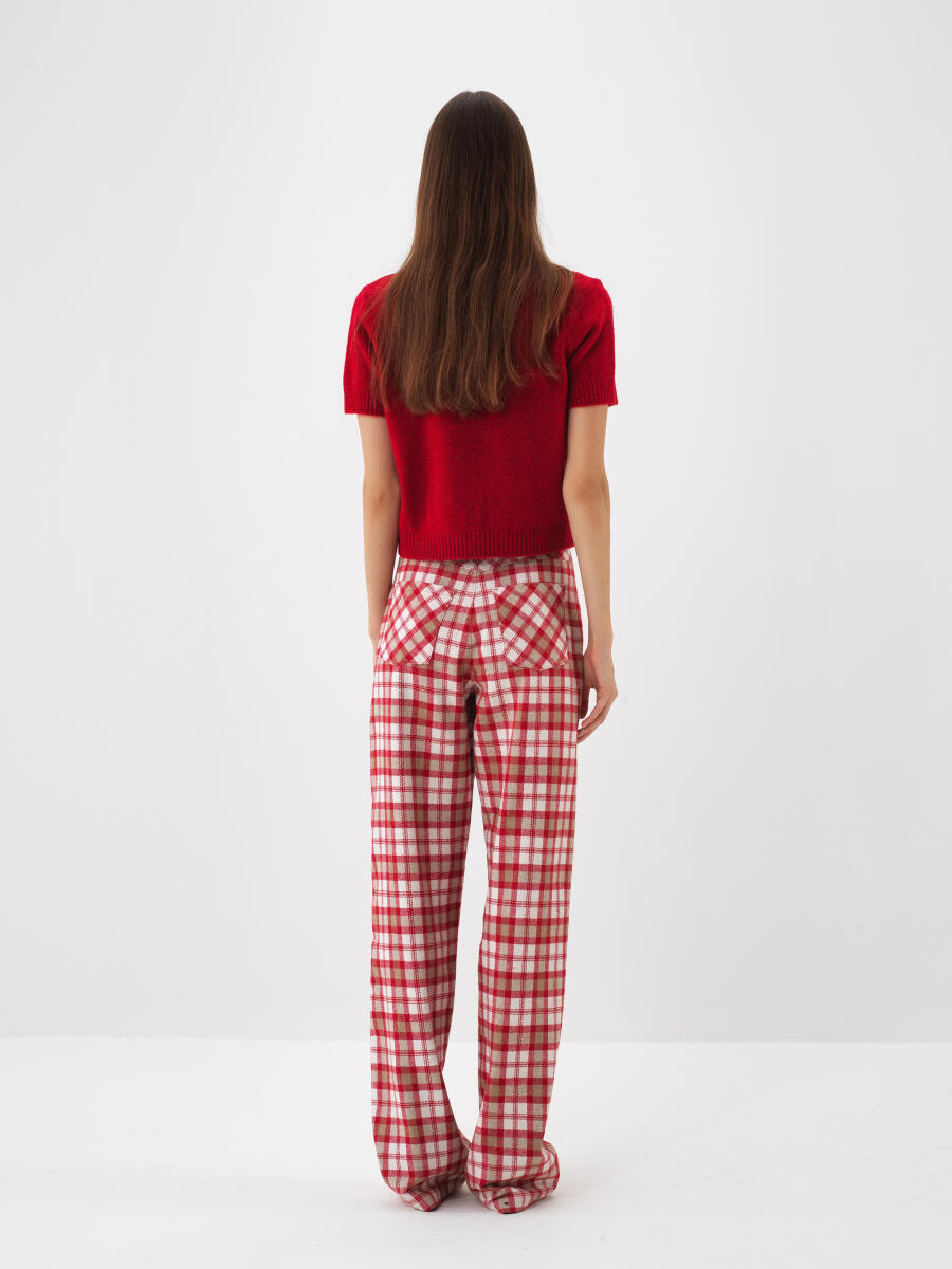 Kırmızı Yumuşak Dokulu Regular Fit Kazak - 5