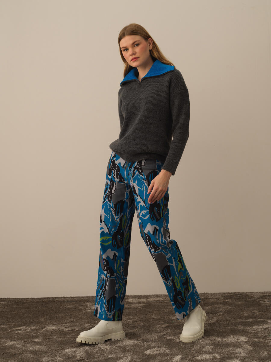 Koyu Gri Lüks Pamuk Dokulu Regular Fit Kazak - 2