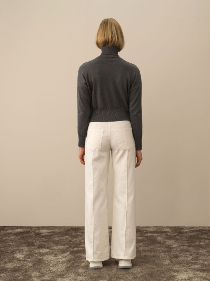 Koyu Gri Pamuk Dokulu Oversize Kazak - Xint