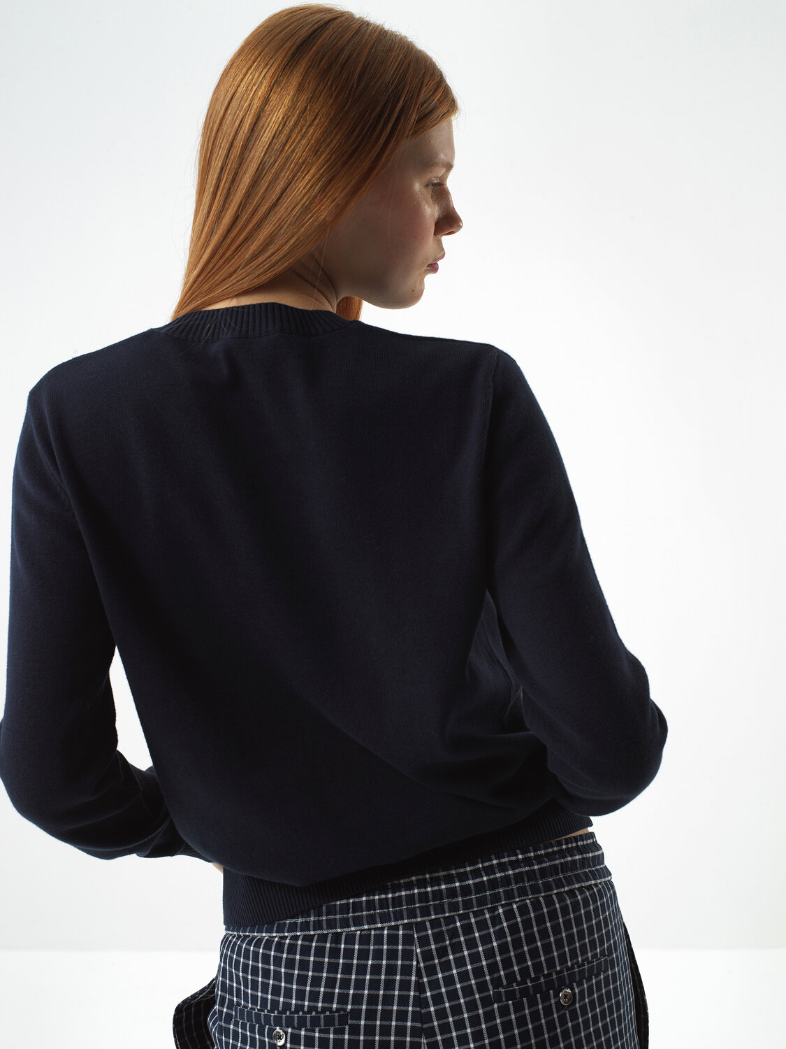 Lacivert Pamuk Dokulu Oversize Kazak - Xint