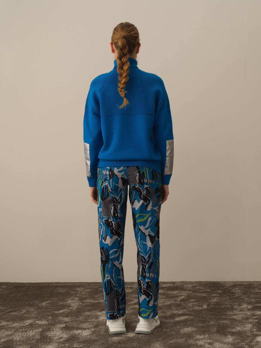 Mavi Doğal Yün Dokulu Regular Fit Kazak - 4