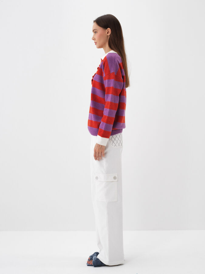 Mor Yumuşak Dokulu Oversize Kazak - Xint