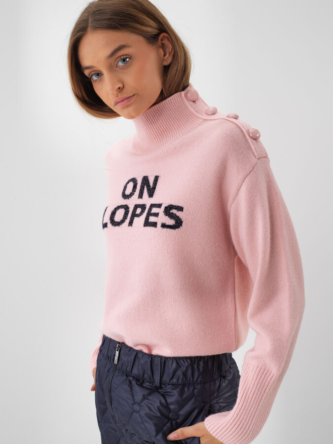 Pembe Doğal Yün Dokulu Oversize Kazak - Xint