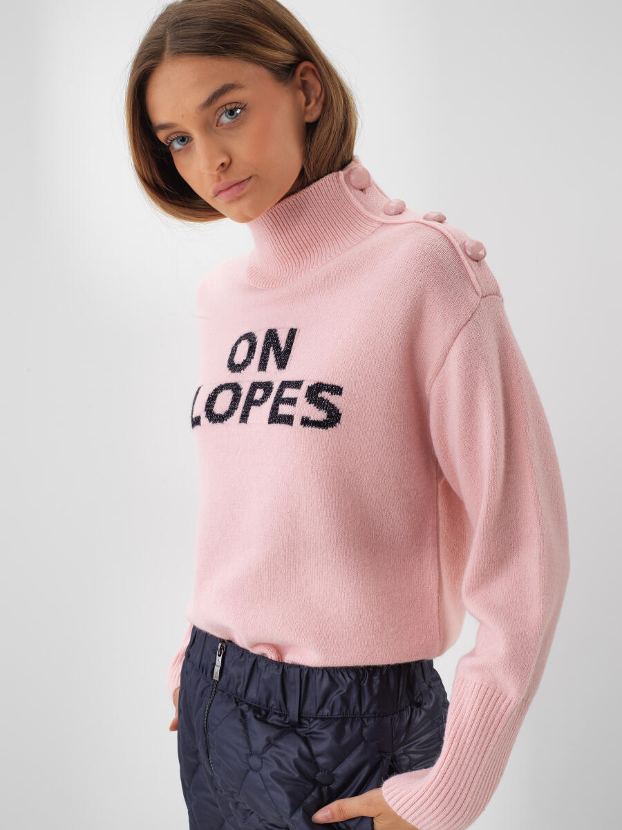 Pembe Doğal Yün Dokulu Oversize Kazak