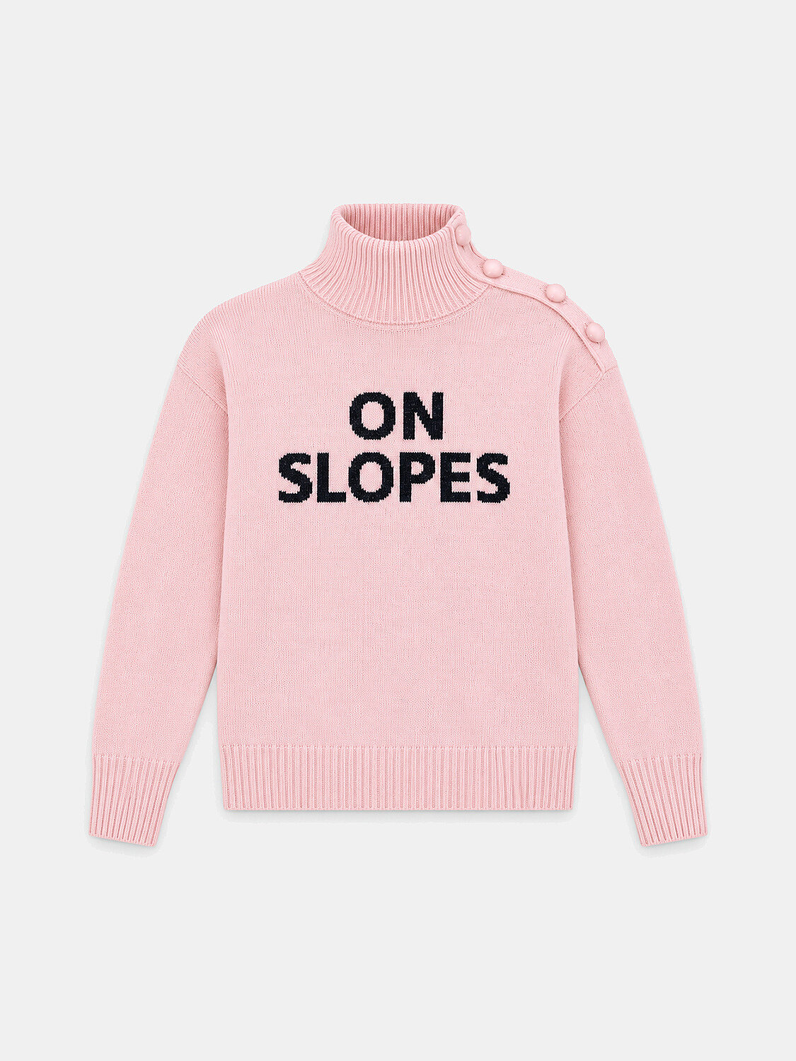 Pembe Oversize Yarım Balıkçı Yünlü Kazak - 1