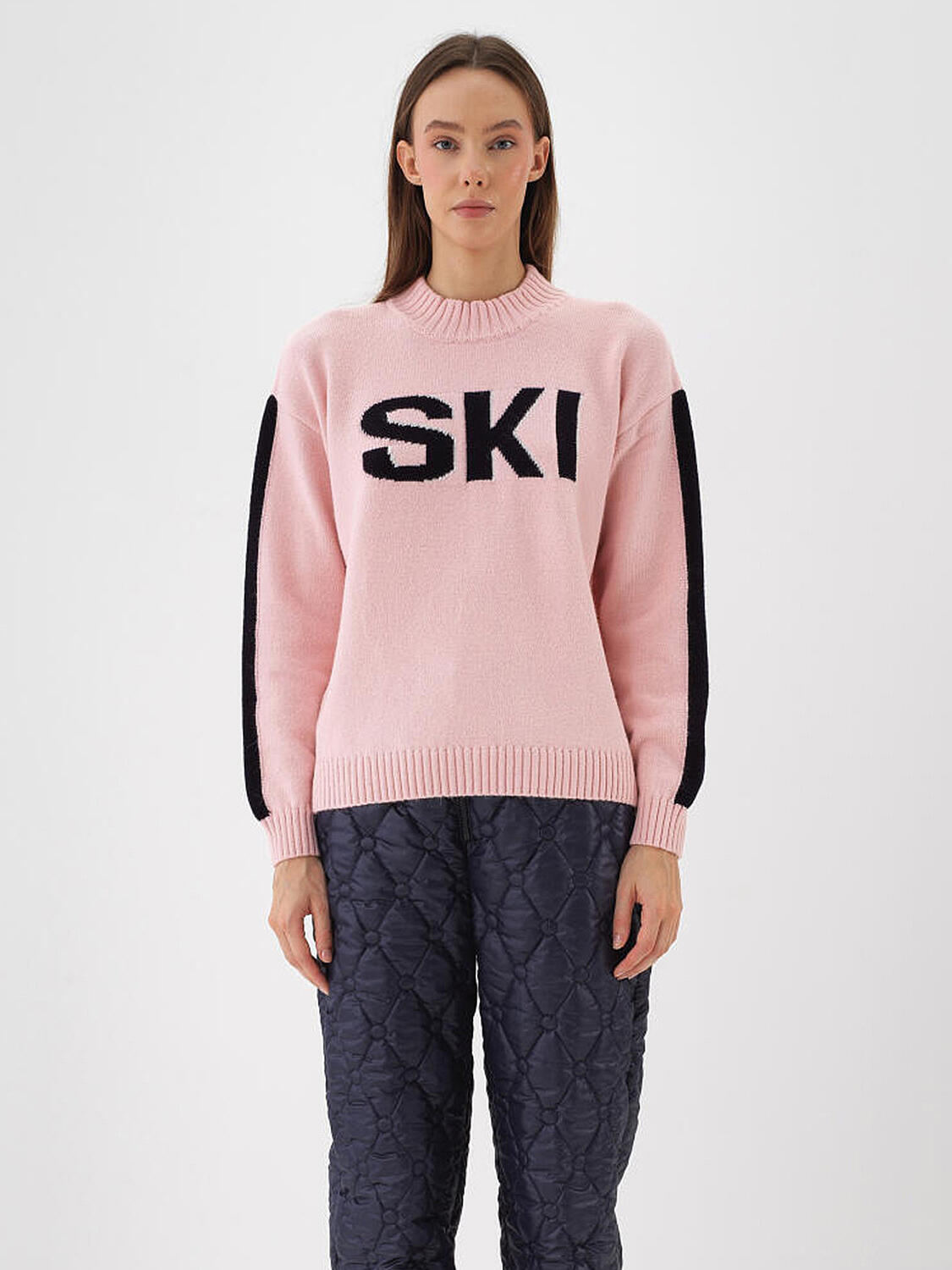 Pembe Oversize Yarım Balıkçı Yünlü Kazak - 3