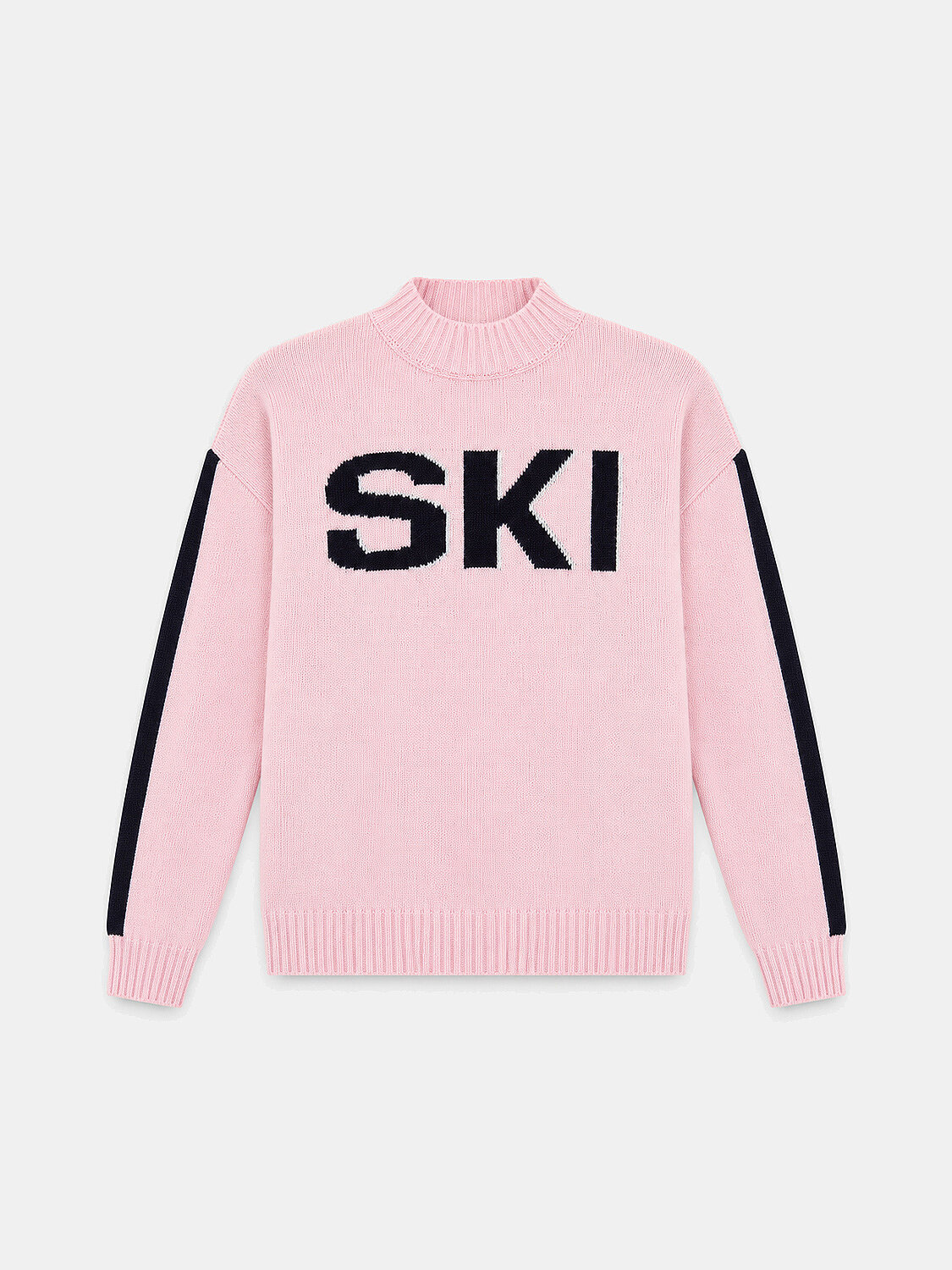 Pembe Oversize Yarım Balıkçı Yünlü Kazak - 1